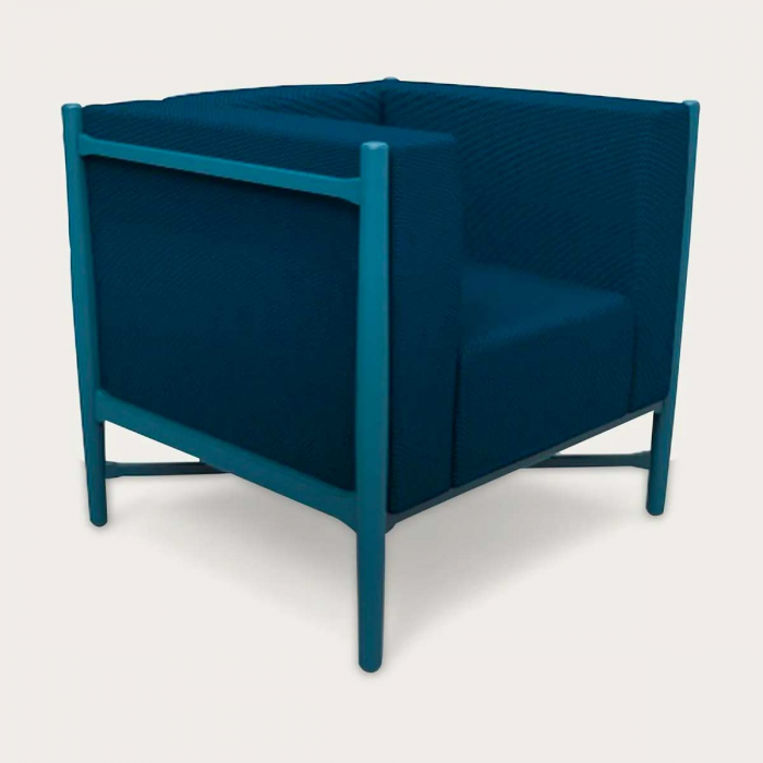Loka - poltrona blu con struttura laccata blu