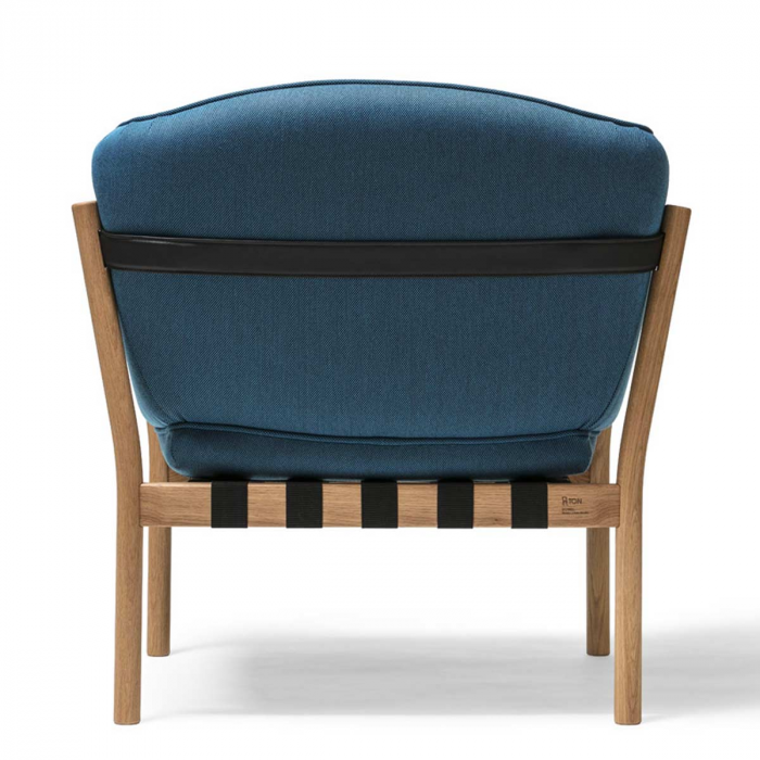 Dowel - poltrona blu con struttura in rovere