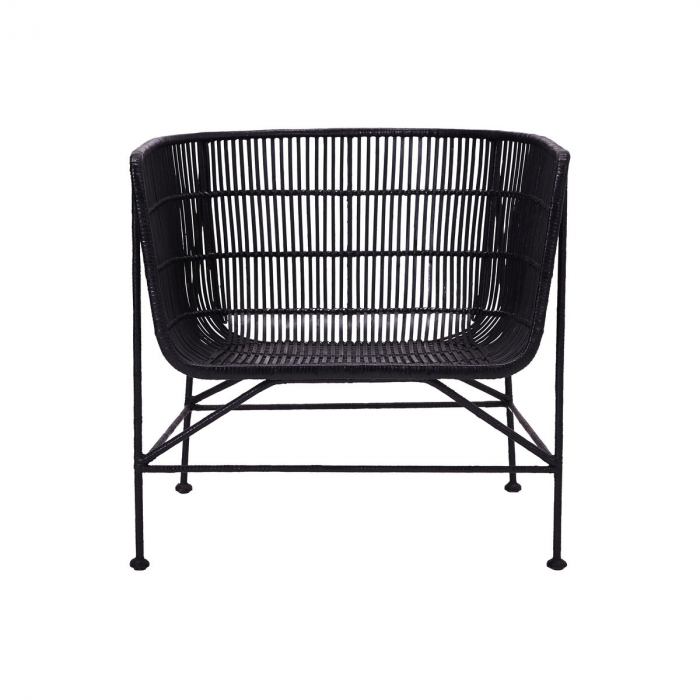 Cuun - poltrona lounge nera in rattan