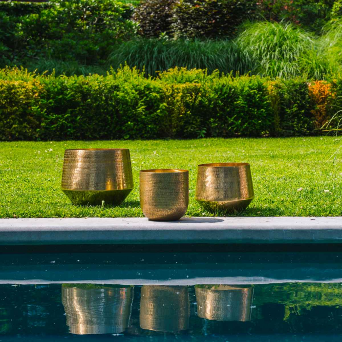 Hammered XL - portavaso per interni in ottone