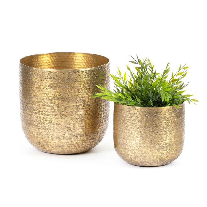Hammered - set due portavasi finitura ottone