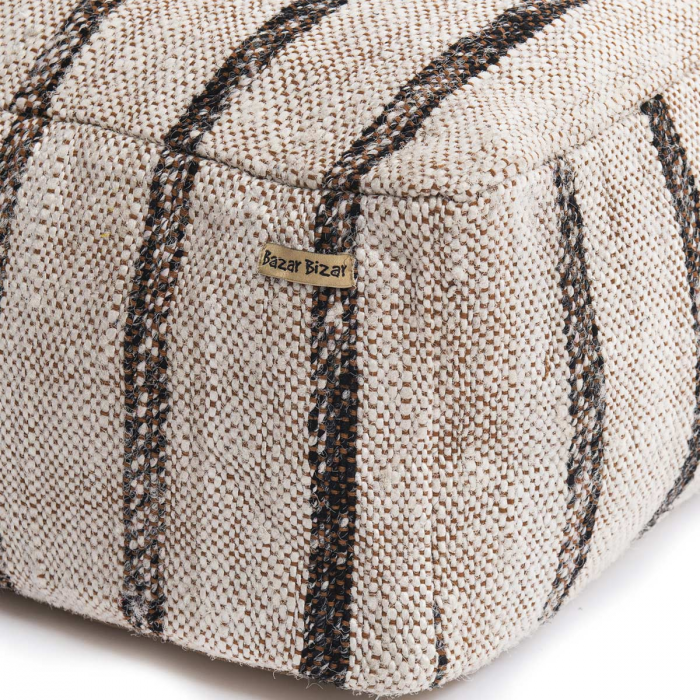 Oh my Gee Bohemian White - Pouf bianco a righe nere