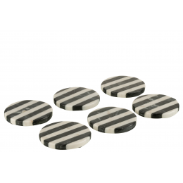 Stripes - set 6 sottobicchieri in marmo bianco e nero