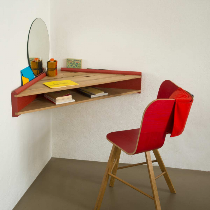 Briccola red - scrivania angolare in legno di rovere