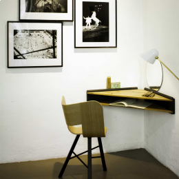 Briccola black - scrivania angolare in legno di rovere