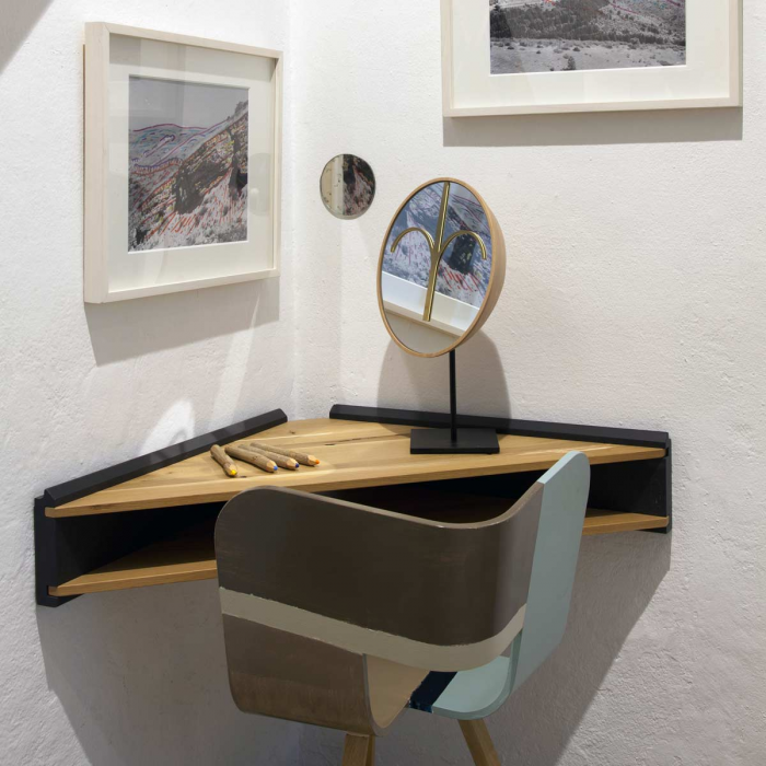Briccola black - scrivania angolare in legno di rovere