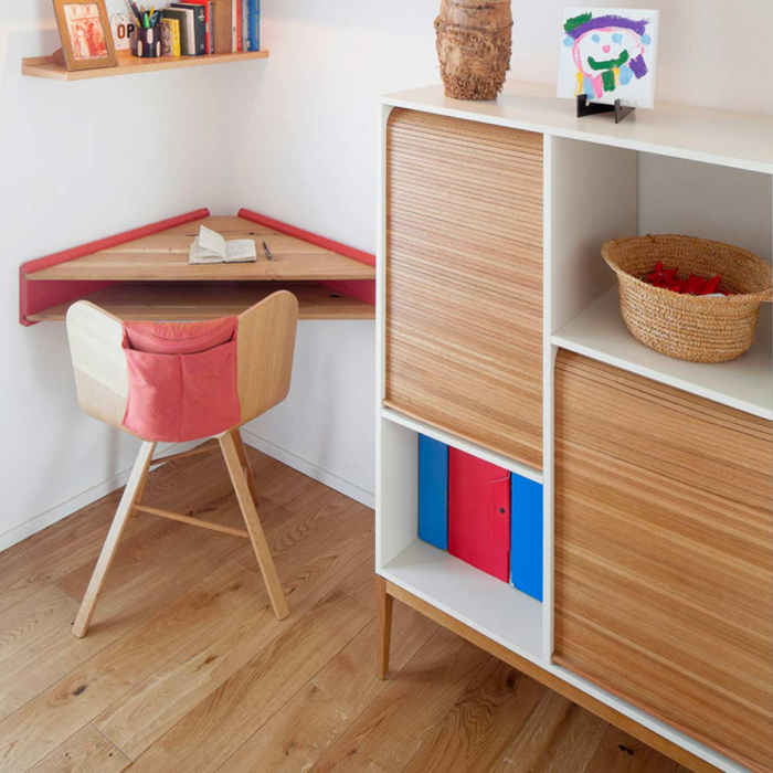Briccola red - scrivania angolare in legno di rovere