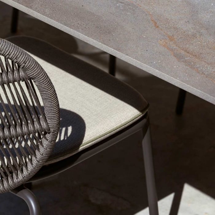 Kodo - sedia da pranzo grigia in corda e metallo