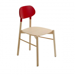 Bokken - sedia in faggio naturale con schienale rosso