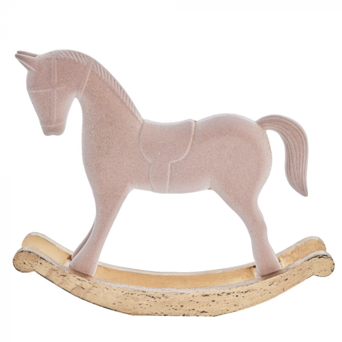 Sella - cavallo soprammobile poliresina rosa polvere