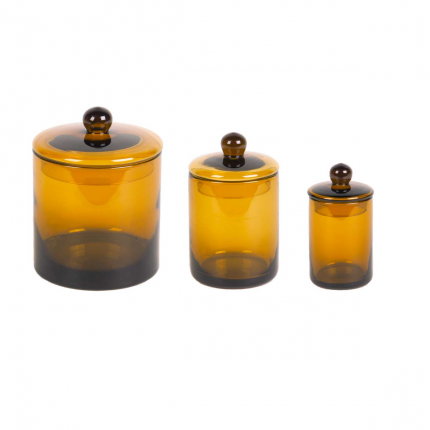 Mika - set 3 barattoli in vetro giallo ambra Mika - set 3 barattoli in vetro giallo ambra
