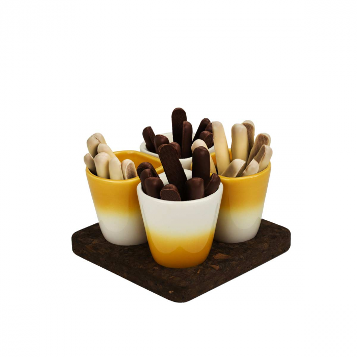 Copus - set 4 tazzine con sfumatura giallo ocra