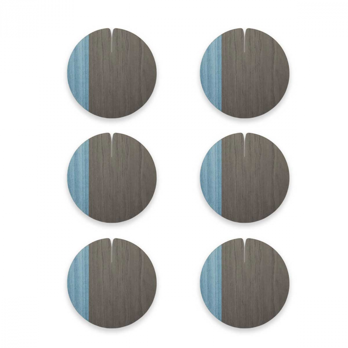 Sottobicchiere grigio/azzurro in legno - set 6 pezzi