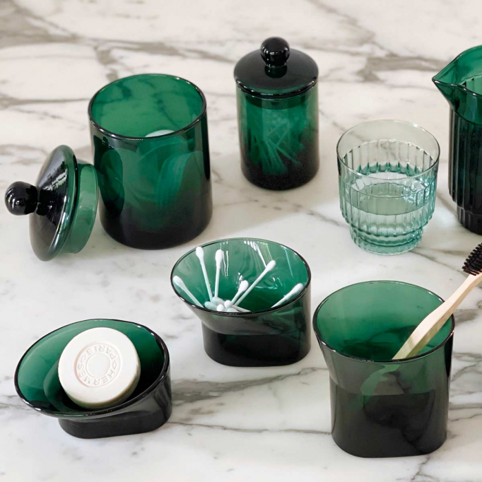 Cala - set accessori bagno in vetro verde