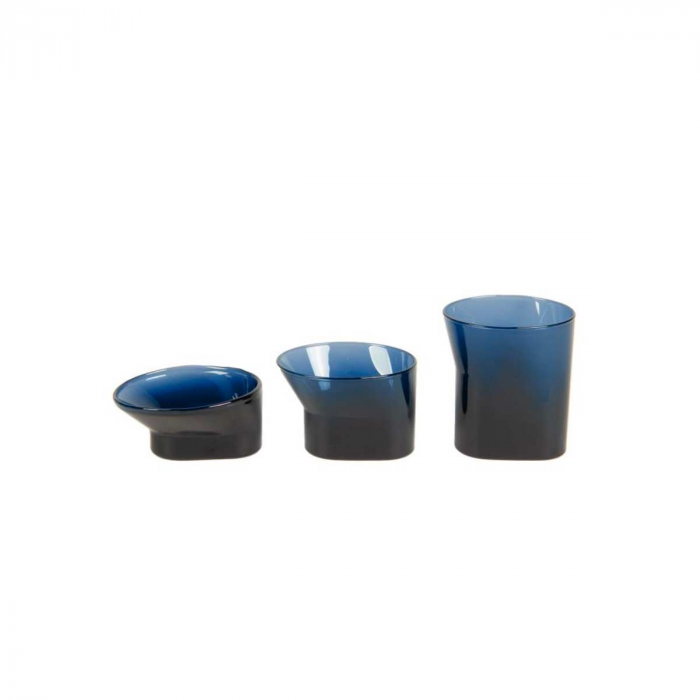 Cala - set accessori bagno in vetro blu