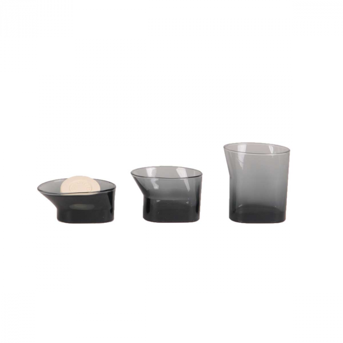 Cala - set accessori bagno in vetro grigio