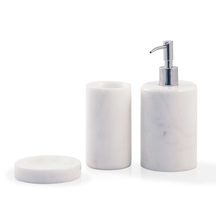 Rounded - Dispenser sapone in marmo bianco