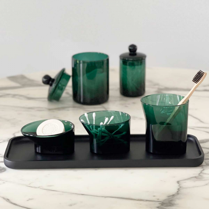 Cala - set accessori bagno in vetro verde