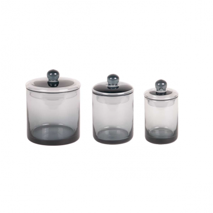 Mika - set 3 barattoli in vetro grigio Mika - set 3 barattoli in vetro grigio