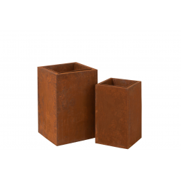 Rust - Set di 2 fioriere quadrate in metallo corten
