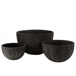 Bowl - Set di 3 vasi in terracotta nera
