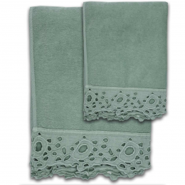 Cerchi - Set asciugamani ospite e viso verde eucalipto