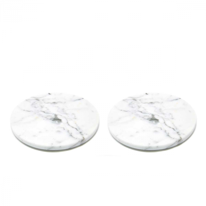 Round - Set due sottobicchieri in marmo bianco