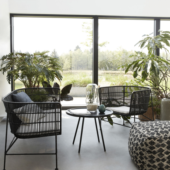 Cuun - poltrona lounge nera in rattan