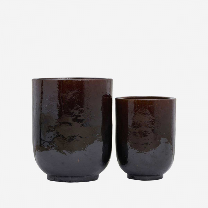 Pho - set vasi marrone scuro in terracotta