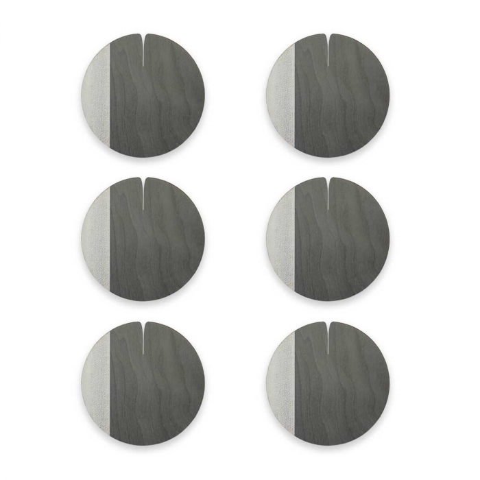 Sottobicchiere grigio in legno - set 6 pezzi