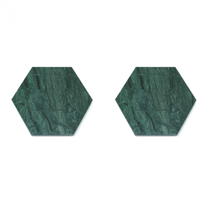 Set due sottobicchieri esagonali in marmo verde