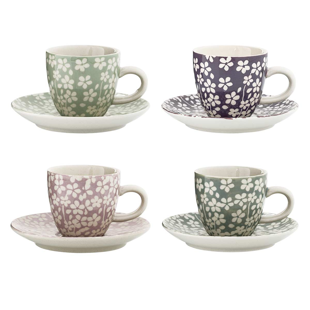 Set 4 Tazzine da caffè con fiori colorati Bloomingville - LivingDecò