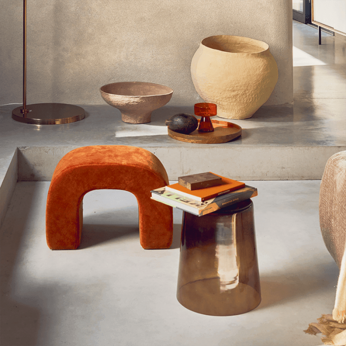 Kai - Side table in vetro riciclato marrone