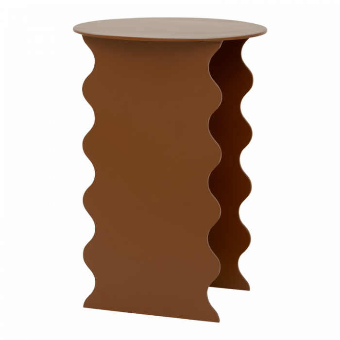 Wavy - side table in metallo, marrone