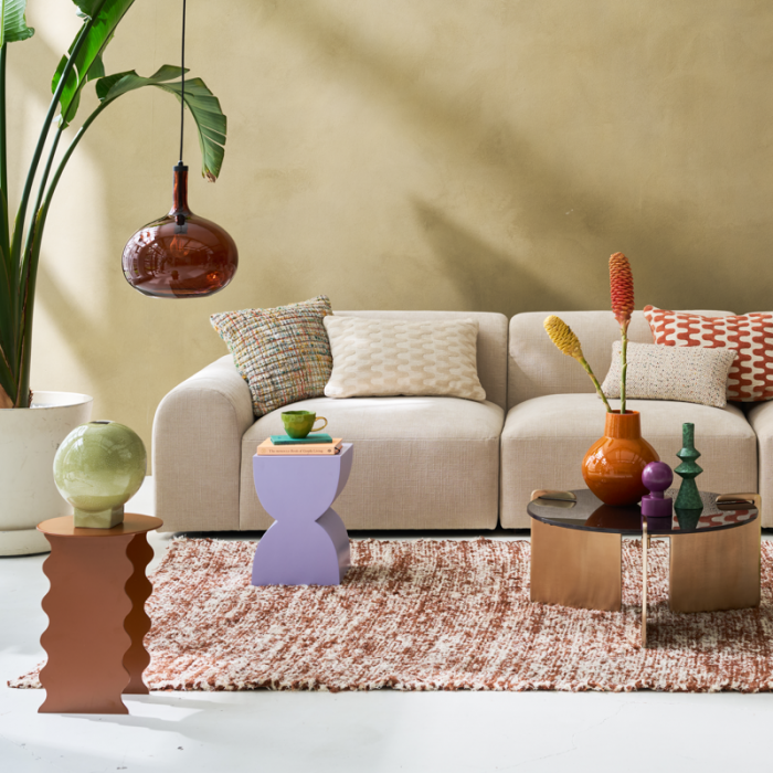 Wavy - side table in metallo, marrone