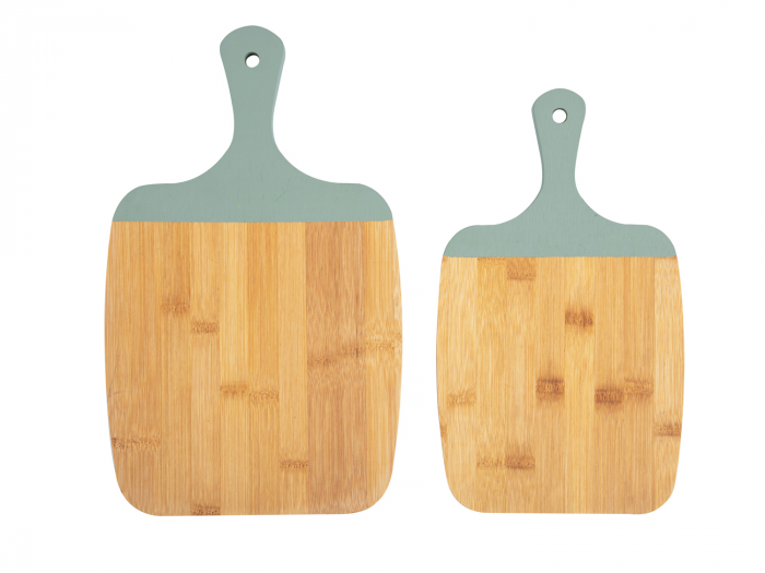 Gourmet - set due taglieri bamboo con bordo verde