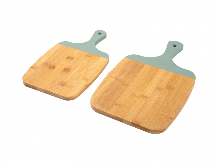 Gourmet - set due taglieri bamboo con bordo verde