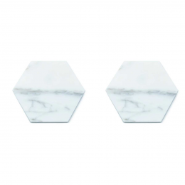 Set due sottobicchieri esagonali in marmo bianco