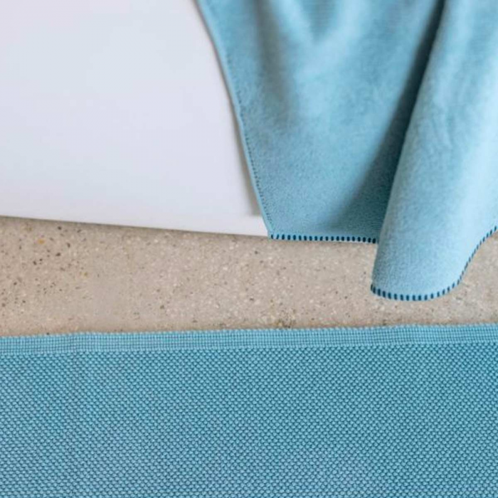 Etia Quartz - tappeto bagno azzurro in cotone