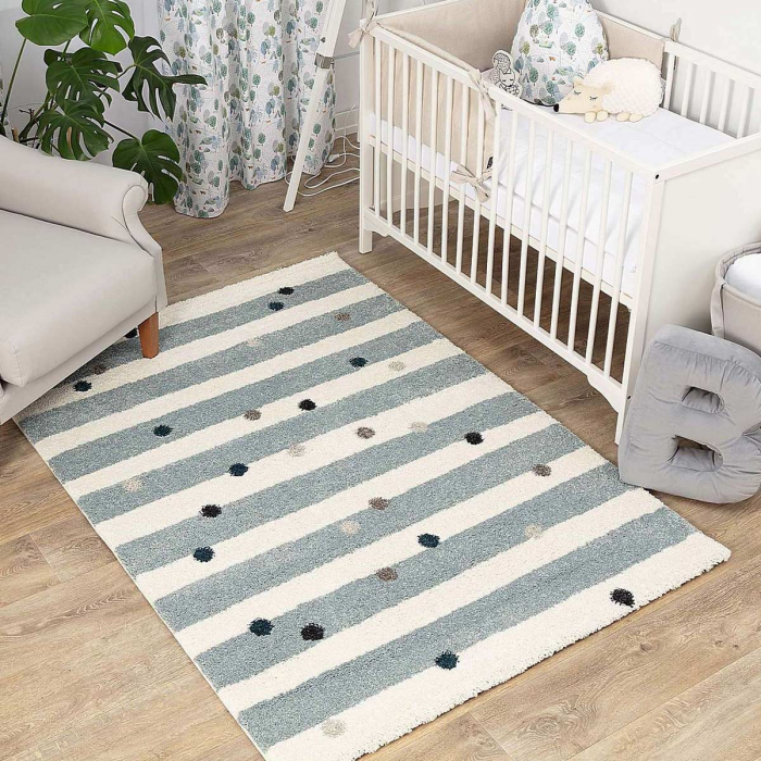 Stripes and dots - tappeto cameretta a righe azzurre