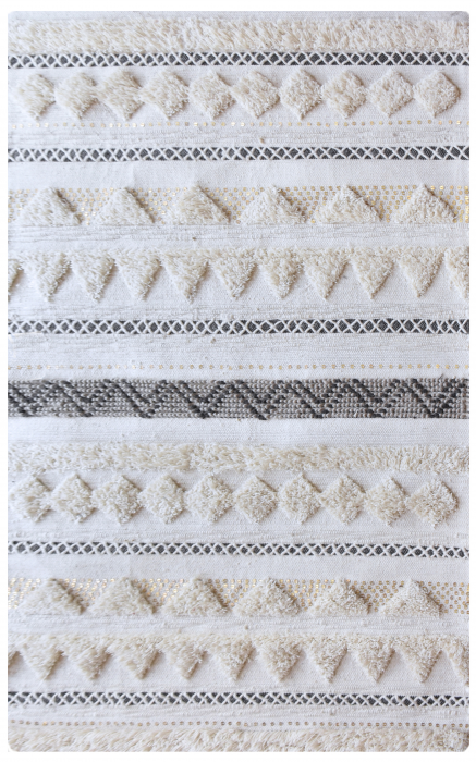 Lenity - Tappeto in lana avorio geometrico 120 X 180