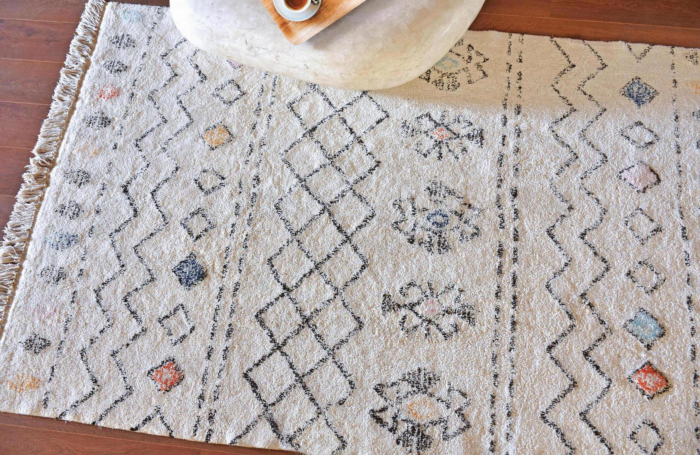 Seabert - tappeto bianco avorio con motivi multicolore 120 X 180