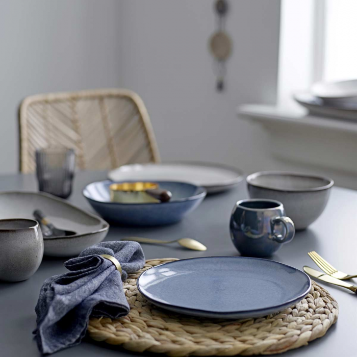 Sandrine - set 6 piatti fondi blu