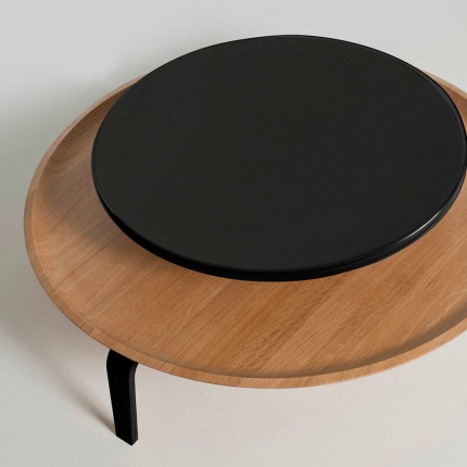 Secreto - coffee table in rovere naturale e laccato nero