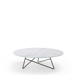 Ermione - tavolino in vetro-marmo bianco Calacatta - 90 cm Ermione - tavolino in vetro-marmo bianco Calacatta - 90 cm