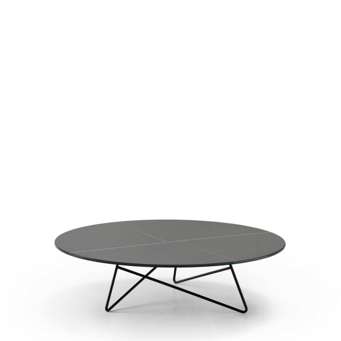 Ermione - tavolino in vetro-marmo nero Black Sahara - 90 cm