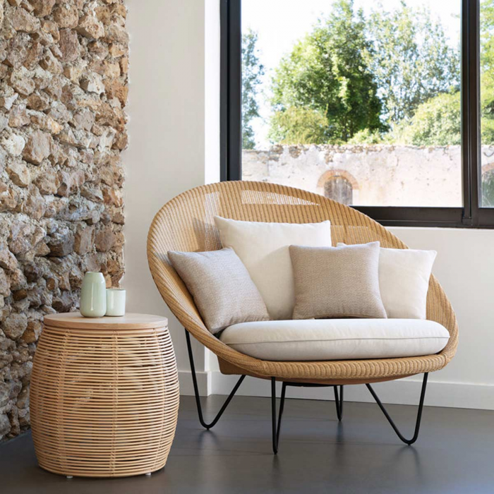 Vivi - tavolino in rattan e rovere