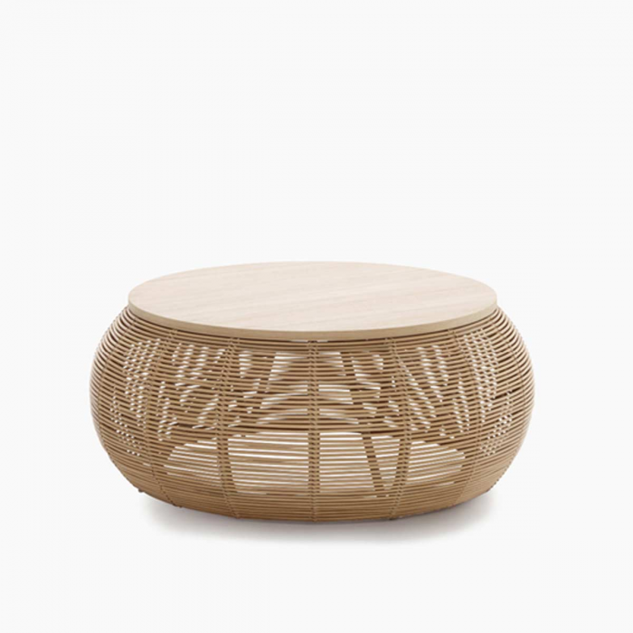 Vivi - coffee table in rattan e rovere