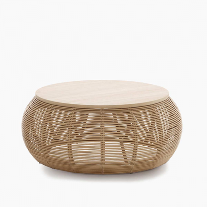 Vivi large - coffee table in rattan e rovere