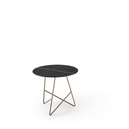 Ermione - Tavolino in vetro-marmo nero Black Sahara - 50 cm